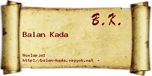 Balan Kada névjegykártya